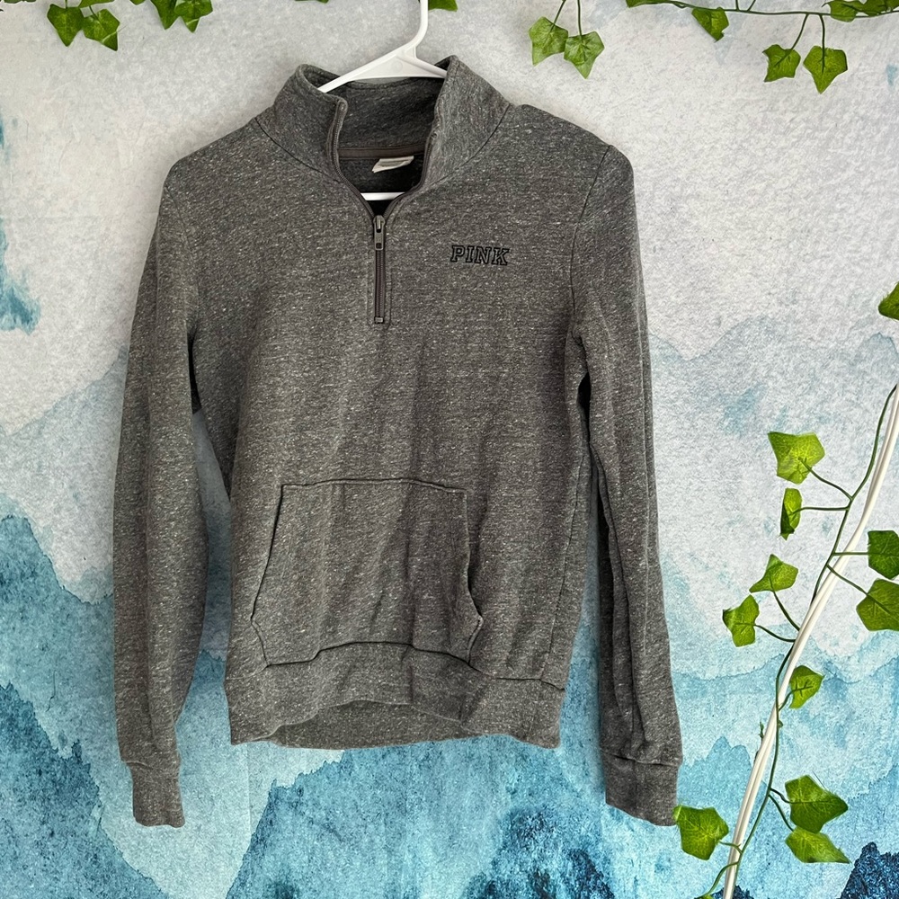 PINK brand half-zip gray sweatshirt • size XS
